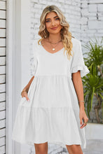 Load image into Gallery viewer, 8 Colors - V-Neck Flounce Sleeve Tiered Dress - Sizes S-2XL Ti Amo I love you
