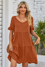 Load image into Gallery viewer, 8 Colors - V-Neck Flounce Sleeve Tiered Dress - Sizes S-2XL Ti Amo I love you
