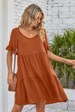 Load image into Gallery viewer, 8 Colors - V-Neck Flounce Sleeve Tiered Dress - Sizes S-2XL Ti Amo I love you
