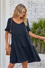 Load image into Gallery viewer, 8 Colors - V-Neck Flounce Sleeve Tiered Dress - Sizes S-2XL Ti Amo I love you
