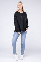 Load image into Gallery viewer, 8 Colors - Womens - Double Gauze Oversized 3/4 Button Henley Neck Top Ti Amo I love you
