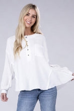 Load image into Gallery viewer, 8 Colors - Womens - Double Gauze Oversized 3/4 Button Henley Neck Top Ti Amo I love you
