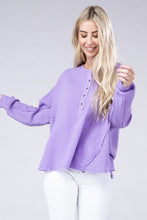 Load image into Gallery viewer, 8 Colors - Womens - Double Gauze Oversized 3/4 Button Henley Neck Top Ti Amo I love you
