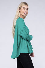 Load image into Gallery viewer, 8 Colors - Womens - Double Gauze Oversized 3/4 Button Henley Neck Top Ti Amo I love you
