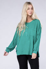 Load image into Gallery viewer, 8 Colors - Womens - Double Gauze Oversized 3/4 Button Henley Neck Top Ti Amo I love you
