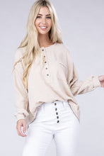 Load image into Gallery viewer, 8 Colors - Womens - Double Gauze Oversized 3/4 Button Henley Neck Top Ti Amo I love you
