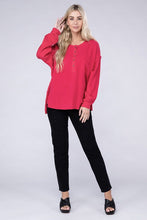 Load image into Gallery viewer, 8 Colors - Womens - Double Gauze Oversized 3/4 Button Henley Neck Top Ti Amo I love you
