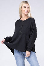 Load image into Gallery viewer, 8 Colors - Womens - Double Gauze Oversized 3/4 Button Henley Neck Top Ti Amo I love you
