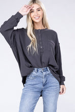 Load image into Gallery viewer, 8 Colors - Womens - Double Gauze Oversized 3/4 Button Henley Neck Top Ti Amo I love you
