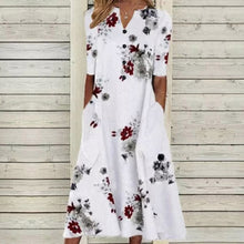 Load image into Gallery viewer, 8 Patterns - Womens - Spring / Summer - Half Sleeve Casual Beach Dress -V Neck Pocket Party Long Dress Ti Amo I love you
