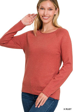 8 colors - Viscose Round Neck Basic Sweater Ti Amo I love you