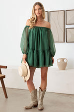 Load image into Gallery viewer, Le Lis Organza Off Shoulder Puff Sleeve Mini Dress
