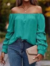 Load image into Gallery viewer, Ruched Off-Shoulder Long Sleeve Blouse
