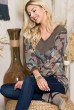 Load image into Gallery viewer, Celeste Full Size Camouflage V-Neck Balloon Sleeve Top
