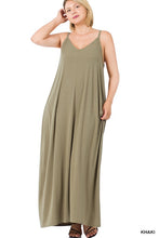 Load image into Gallery viewer, Plus Size V-Neck Cami Maxi Dress with Side Pockets
