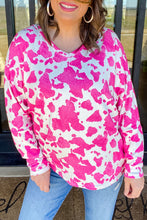 Load image into Gallery viewer, Rose Animal Print Long Sleeve V Neck Plus Size Top
