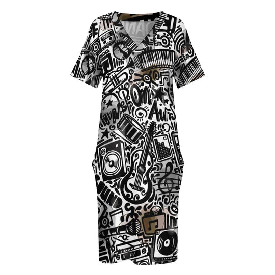 Ti Amo I love you - Exclusive Brand - Knee Length - Loose Pocket Dress - Size S-5XL
