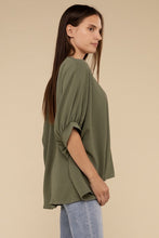 Load image into Gallery viewer, Woven Airflow V-Neck Puff Half Sleeve Top
