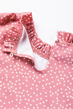 Load image into Gallery viewer, Pink Polka Dots Ruffle Flutter Sleeve Frilled Neck Blouse
