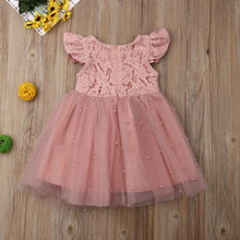 Load image into Gallery viewer, Toddler / Kids -  Girls Sleeveless Pearl Toole Dress with Bow
