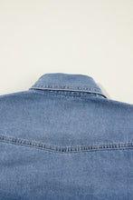 Load image into Gallery viewer, Dusk Blue Flap Pockets Slim Buttoned Denim Shirt
