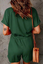 Load image into Gallery viewer, Full Size Drawstring V-Neck Short Sleeve Romper
