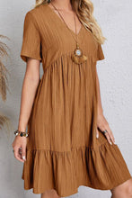 Load image into Gallery viewer, Full Size Ruched V-Neck Short Sleeve Dress
