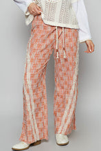 Load image into Gallery viewer, POL Lace Trim Drawstring Checkered Wide Leg Pants
