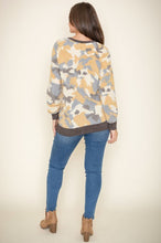 Load image into Gallery viewer, Camo Raglan V Stitch Brushed Pullover
