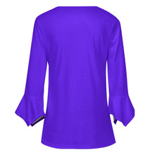 Load image into Gallery viewer, Ti Amo I love you - Exclusive Brand - Dark Purple - Women&#39;s Ruffled Petal Sleeve Top
