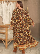 Load image into Gallery viewer, Plus Size Printed V-Neck Balloon Sleeve Dress
