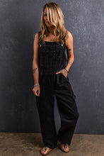 Load image into Gallery viewer, Black Adjustable Buckle Straps Multi Pocket Denim Overalls
