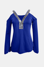 Load image into Gallery viewer, Sequin V-Neck Cold Shoulder Top
