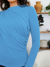 Load image into Gallery viewer, Ruched Mock Neck Long Sleeve T-Shirt
