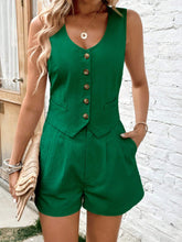 Load image into Gallery viewer, Scoop Neck Sleeveless Top and Shorts Set
