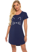 Load image into Gallery viewer, Graphic Round Neck Short Sleeve Lounge Dress
