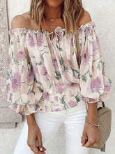 Load image into Gallery viewer, Floral Off-Shoulder Flounce Sleeve Blouse
