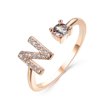 Load image into Gallery viewer, Womens New Design Adjustable 26 Initial Letter Ring Fashion Simple Elegant Jewelry
