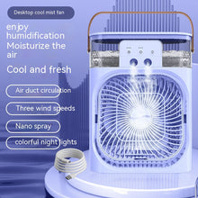 Load image into Gallery viewer, New Charging Version 3 In 1 Air Humidifier Cooling Fan LED Night Light Water Mist Humidification Fan Spray Electric Fan
