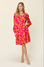 Load image into Gallery viewer, Double Take Full Size Printed Ruffle Hem Dress with Pocket
