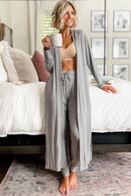 Load image into Gallery viewer, Light Grey Split Long Cardigan and Skinny Pants Lounge Set
