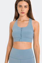 Load image into Gallery viewer, Zip Up Racerback Sports Bra
