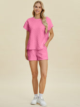 Load image into Gallery viewer, Double Take Full Size Texture T-Shirt and Shorts Set
