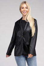 Load image into Gallery viewer, Sleek Pu Leather Blazer with Front Closure
