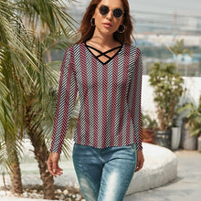 Load image into Gallery viewer, Ti Amo I love you - Grey &amp; Pink Chevron  - V-Neck Long Sleeve T-Shirt
