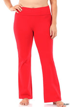 Load image into Gallery viewer, Plus Premium Cotton Fold Over Yoga Flare Pants
