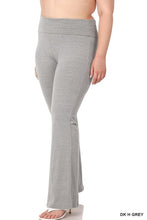 Load image into Gallery viewer, Plus Premium Cotton Fold Over Yoga Flare Pants
