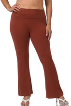 Load image into Gallery viewer, Plus Premium Cotton Fold Over Yoga Flare Pants
