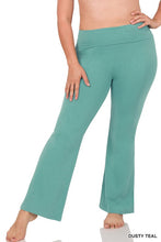 Load image into Gallery viewer, Plus Premium Cotton Fold Over Yoga Flare Pants
