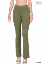 Load image into Gallery viewer, Plus Premium Cotton Fold Over Yoga Flare Pants
